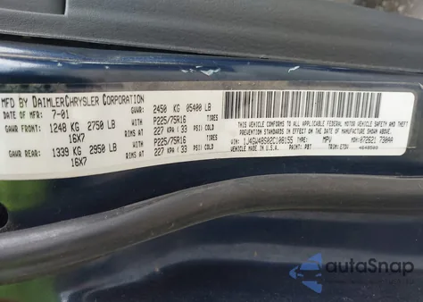 2002 Jeep Grand Cherokee Laredo z USA, uszkodzony, nr VIN 1J4GW48S02C108155